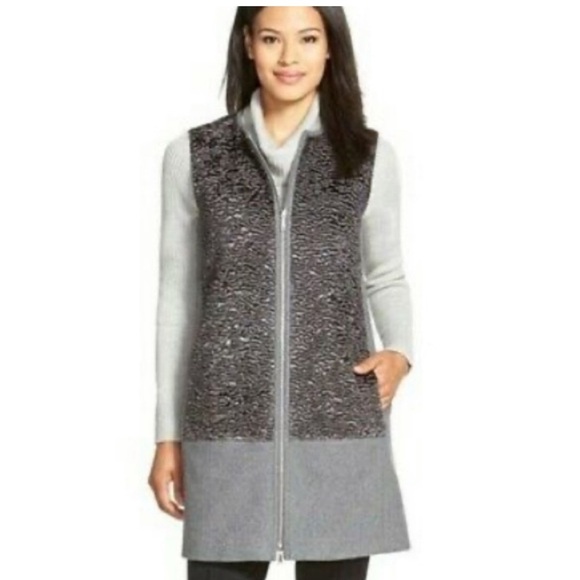 Lafayette 148 New York Gray Wool Blend Zip
Front Tamer Vest Faux Fur, Size M - Picture 11 of 12